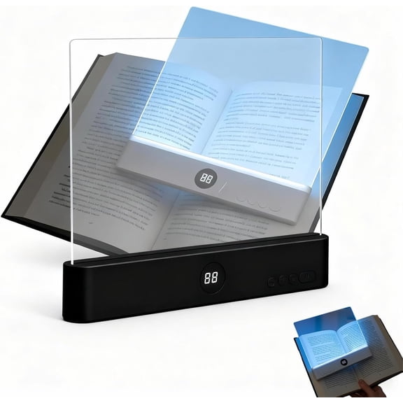 Smart LED Flat Page Reading Light for Books in Bed, Rechargeable Clip On Lamp with 3 Color Modes & Timer, Eye Protection Night Reading Light for Night Study