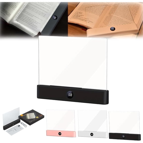 Smart LED Flat Page Reading Light,Rechargeable Full Page Flat Light with 3 Color Settings & Timer Function for Reading in Bed, Gifts for Book Lovers