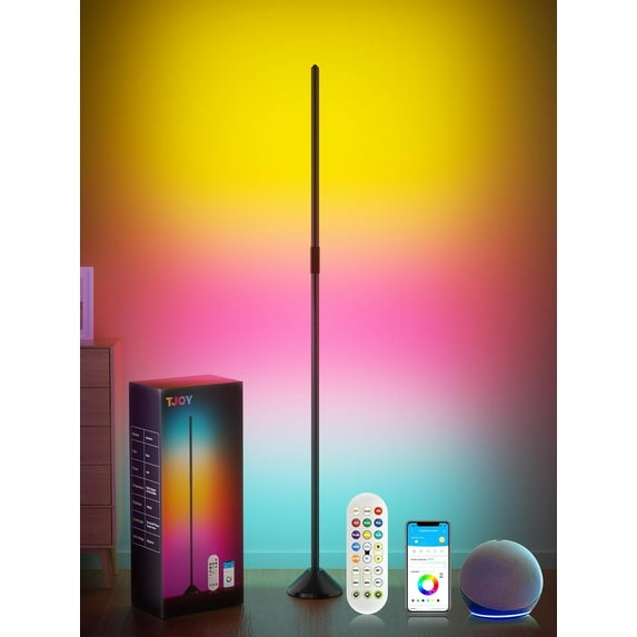 Smart LED Floor Lamp, Corner Light Work with Alexa&Google Home,1200LM, Modern Floor Lamp with 16 Million Colors RGB, Music Sync, Color Changing Standing Lights,for Living Room Bedroom,1 Pack