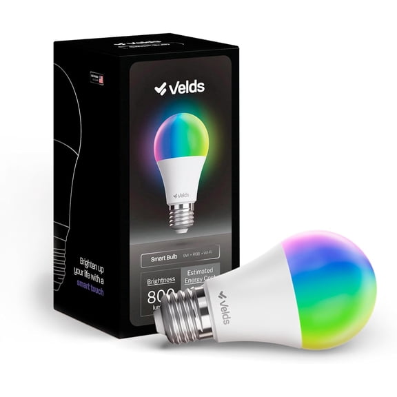 Smart LED Light Bulb, 9W (60W), Tunable White, Dimmable, Music Sync, 16 Million Colors, WiFi+Bluetooth, Compatible with Alexa & Google, Circadian Rhythm, No Hub Required, A19 E26, 800 Lumens