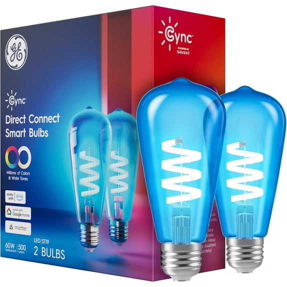 Smart LED Light Bulb, ST19 Edison Style, Room Decor Aesthetic, Color Changing WiFi Light, 60W Equivalent, Compatible with Alexa and Google Home (Pack of 2)