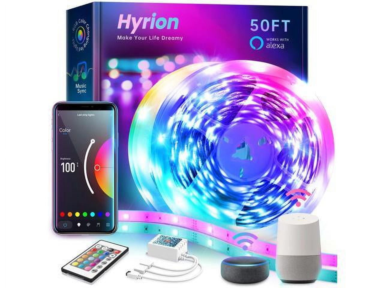 hyrion 25ft Smart Led Strip Lights for Bedroom, Sound Activated Color  Changing with Alexa and Google, Music Sync RGB Led Lights with App  Controlled
