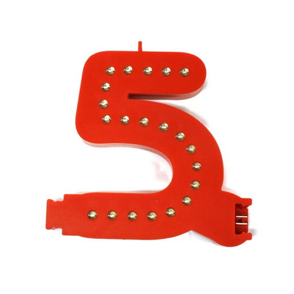 M&T Displays LED Marquee Number (5) Red Light Up Letter Sign for Wedding Party Home Bar Decor