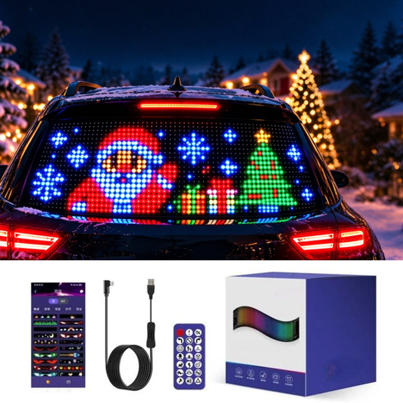 Smart LED Pixel Car Display, Wireless App Control LED Sign, Editable Text and Dynamic Animations, Great for Vehicle Window and Party Decor