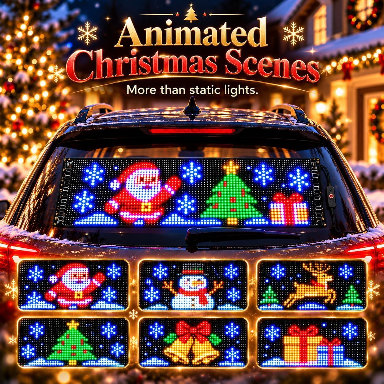 Animated Christmas Car LED Window Display, Custom Text App Controlled ...