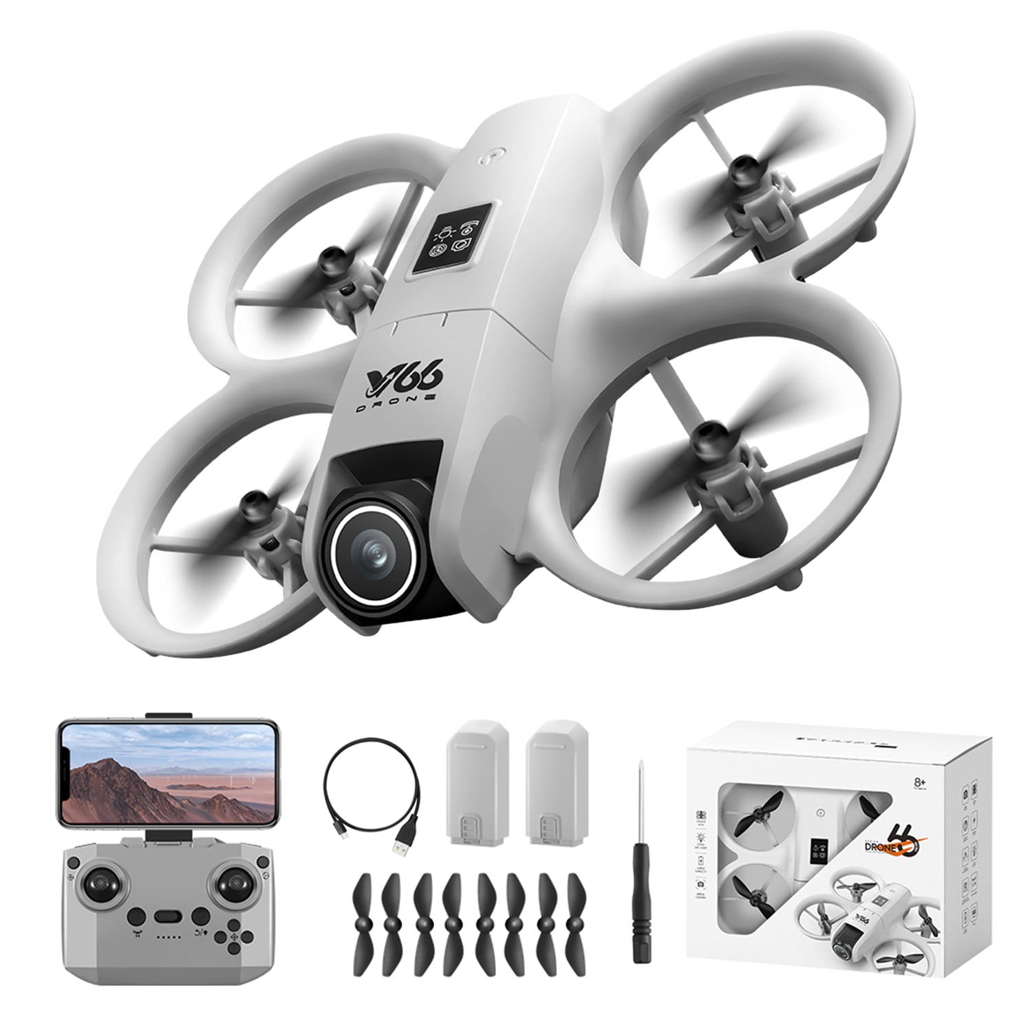 Smart LED RC Drone with Dual Camera, 360 °   Obstacle Avoidance & Gesture Control |   WiFi FPV, Optical Flow Hover, 2 Batteries, Crash-Proof Frame - Perfect Toy Gift for Kids & Beginners