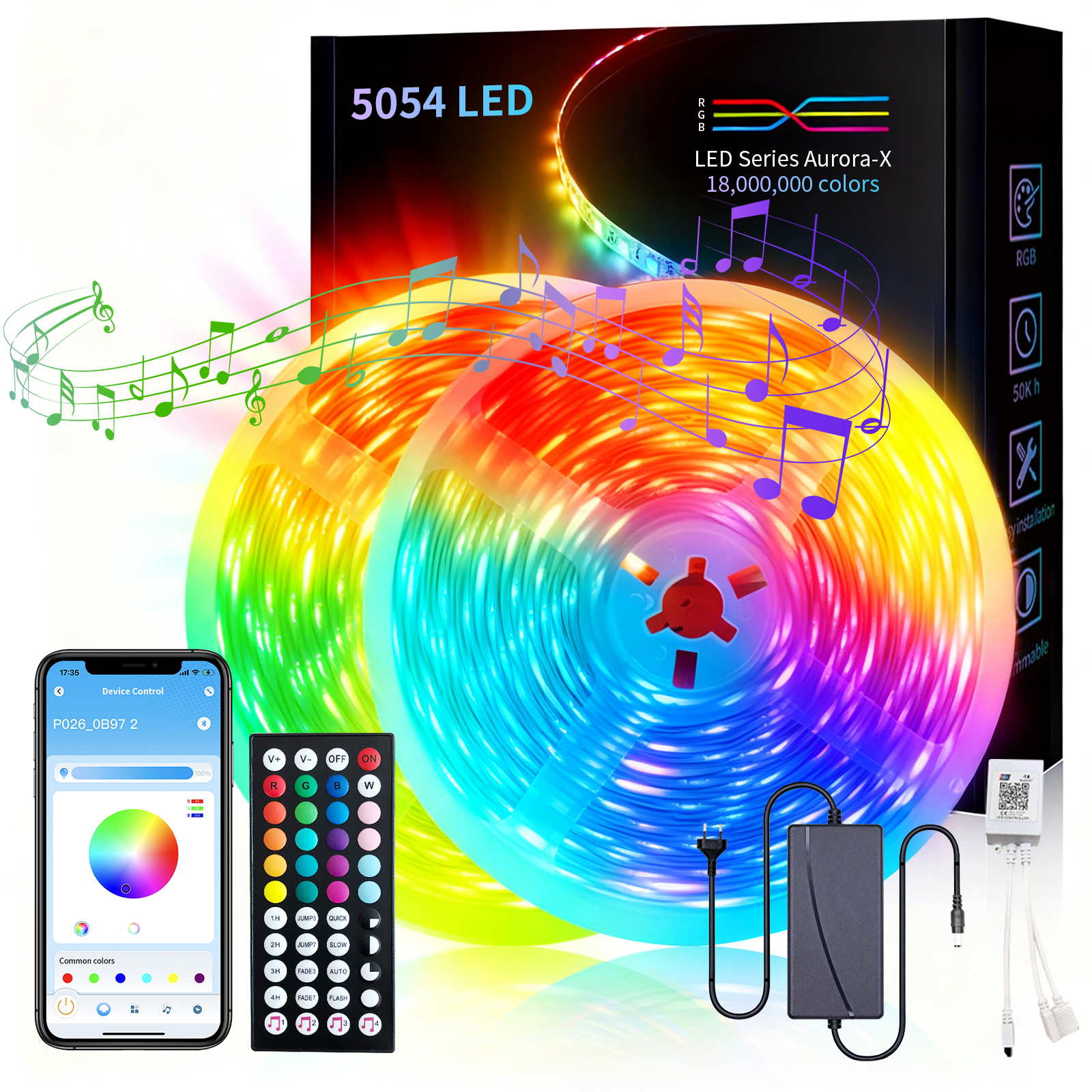 Smart LED Strip Lights 32.8 Feet, Music Sync Color Changing Lights with ...