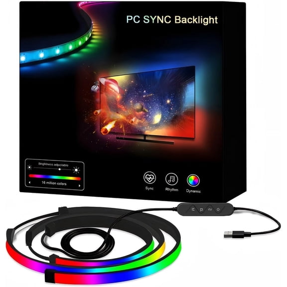 Smart LED Strip Lights for Computer Monitor Backlight, RGB Gaming Lights for 34 inch Screen, 3 Sides