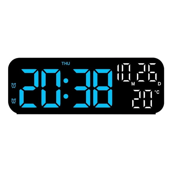 Smart LED Wall Desk Clock with Voice Control, 3-Level Brightness, Temperature Humidity Display, Date Day, Night Mode, Alarm for Home Office