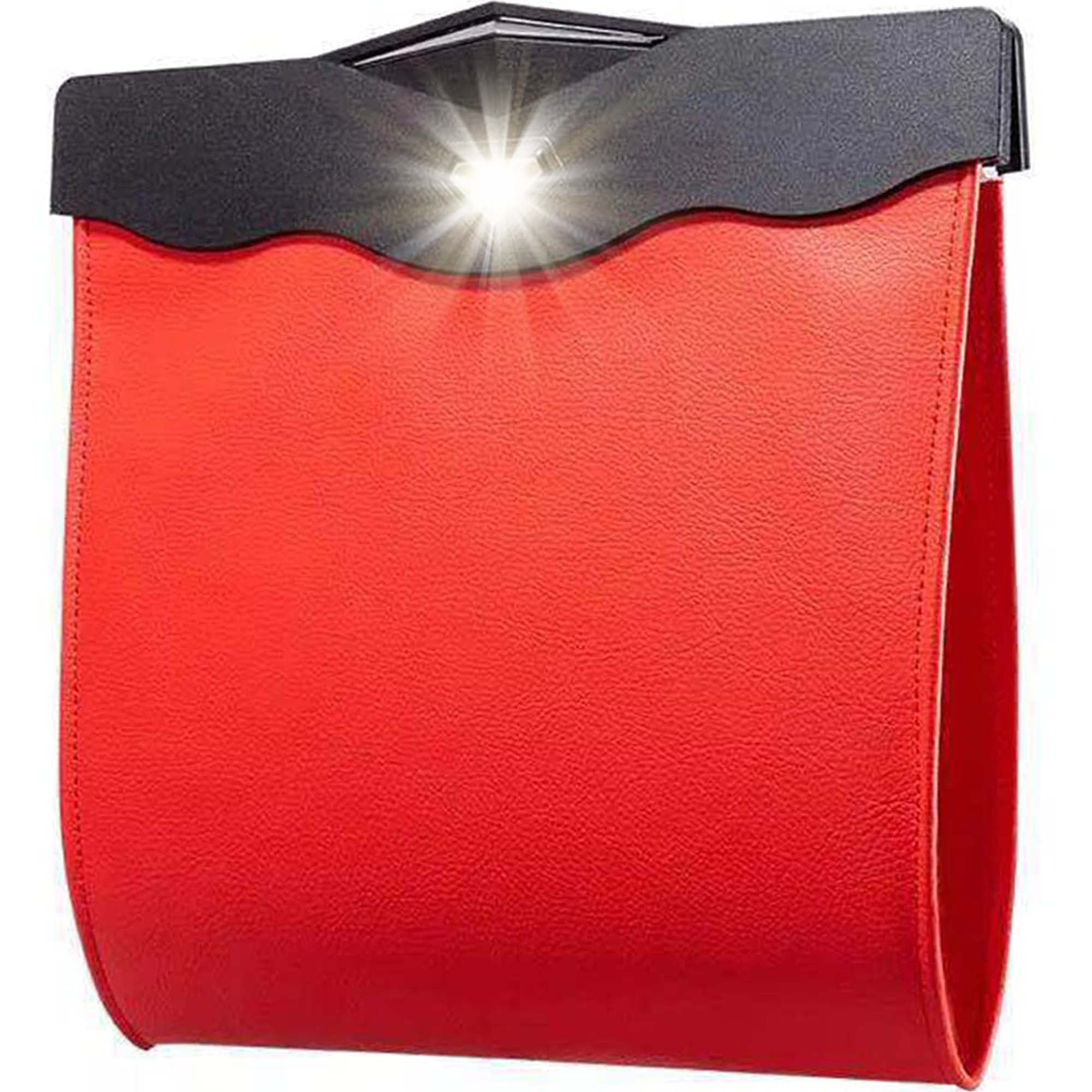 Smart LED Waterproof Car Leather Trash Can, Hanging PU Leather Garbage ...