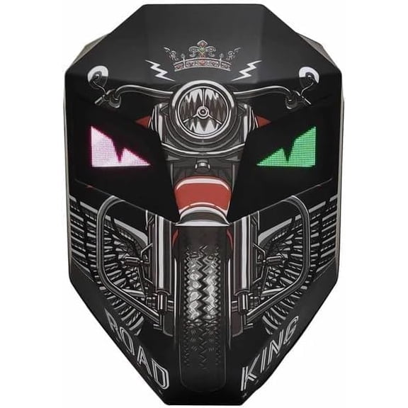 Smart LED Waterproof Motorcycle Backpack  Black Geometric Hard Shell and App-Controlled LED Display (Black King)