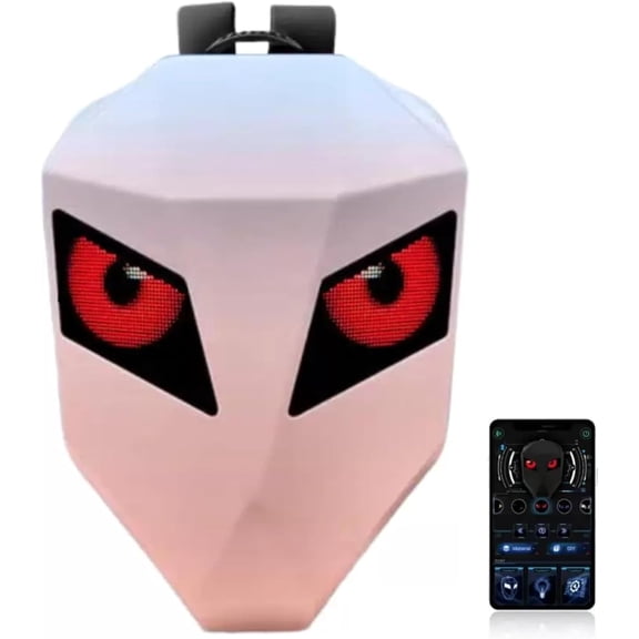 Smart LED Waterproof Motorcycle Backpack  Black Geometric Hard Shell and App-Controlled LED Display (Pink)