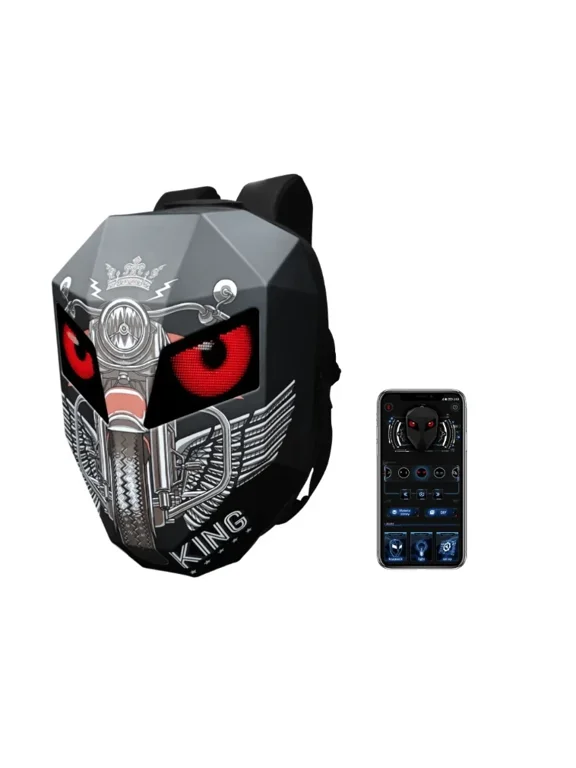 Smart LED Waterproof Motorcycle Backpack | Hard Shell App-Control Display (Black)