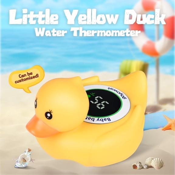 Smart LED temperature sensing little yellow duck bathtub toy - baby water temperature real-time monitor + anti-scalding toy,three-color display warning,childcare safety bathing companion