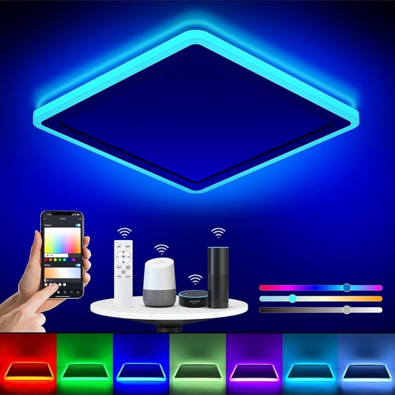 Smart LED with WiFi, 13 inch RGB embedded lighting, compatible with Alexa Google Home, suitable for ceiling lights in bedrooms and kitchens