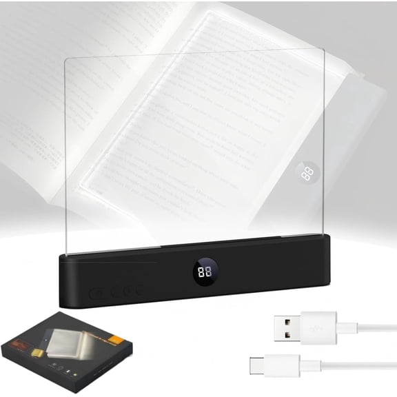 Smart Led Reading Light,2026 New Clear Full Page Reading Light,Rechargeable 3 Color Flat Bookmark Light, with Timer & Brightness Adjustment