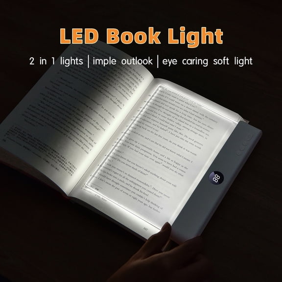 Smart Led Reading Light, Clear LED Flat Reading Light, Rechargeable Flat Book Light, Book Full Page Light for Reading at Night, Gifts for Readers Women Men
