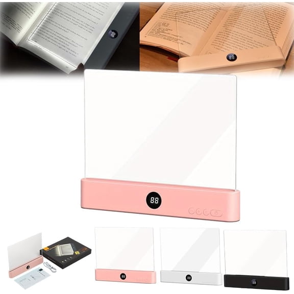 Smart Led Reading Light,Rechargeable Book Light with 3 Color Temperatures(White/Warm/Neutral) & Timer,35-Hour Battery Life,Ultra-Thin Flat Design & Screen Display for Eye-Care Reading in Bed