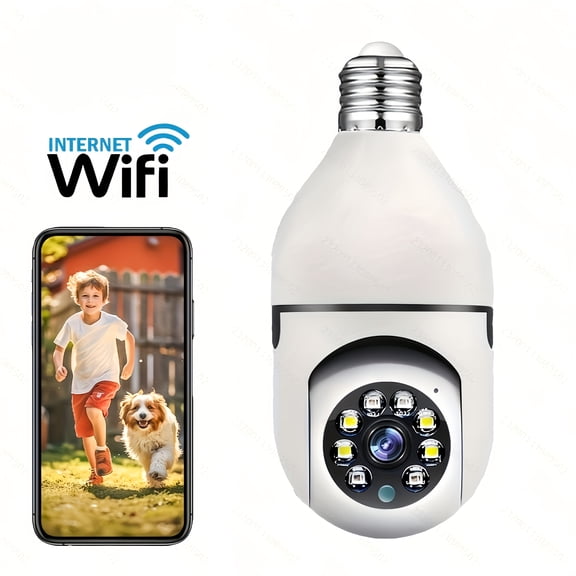 Smart Light Bulb Camera 1080P HD, 2.4G WiFi, 360 Surveillance, Color Night Vision, Sound & Light Alarm, Two-Way Audio for Home Security