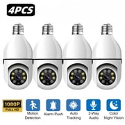 Smart Light Bulb Camera 4 Pack, 1080P WiFi Bluetooth Security Camera, 360  Panoramic Cruise, Two-Way Audio & Alarm, Plug Play for Home Store