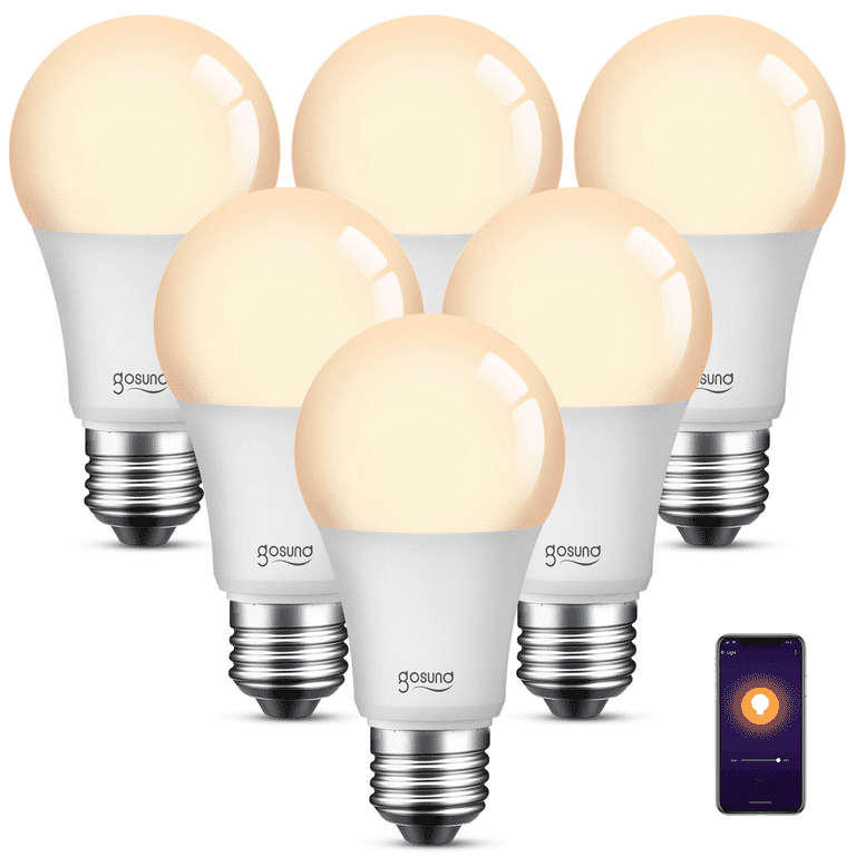 Gosund 6-Pack Smart LED Bulbs, Wi-Fi Compatible, Dimmable, Works