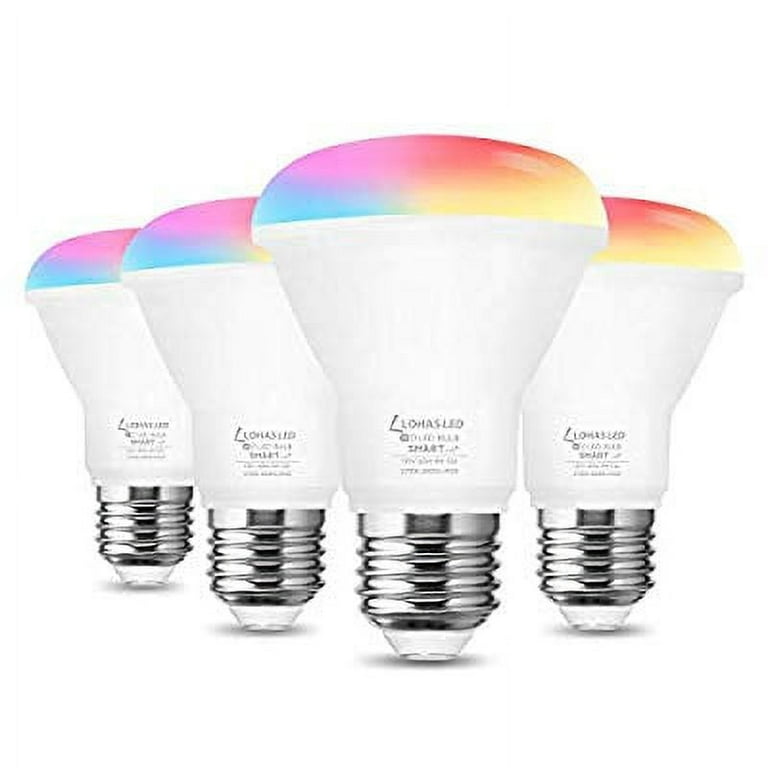 LED Light Hub E26 LED RGB Required, 60 4Pack Alexa, Bulb, BR20 WiFi Dimmable Assistant, - Equivalent, Work Smart 2700K-6000K Watt with Google Coloring Bulbs Siri, No LOHAS Daylight Lights, Bulb Changing