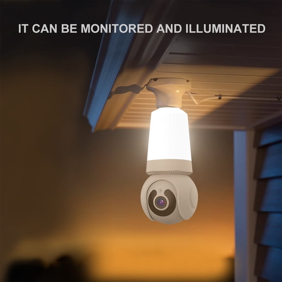 Smart Light Bulb Security Camera,1080P HD Indoor WiFi Camera with Motion Detection,Two-Way Audio,Night Vision,E26/E27 Socket