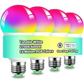Smart Light Bulbs, 1300LM Color Changing Light Bulb, 16 Million Colors, Tunable White Alexa Light Bulbs, Music Sync, DIY Flash, Timing, A19 E26 Smart Bulbs, 130W Equivalent, No WiFi Required.