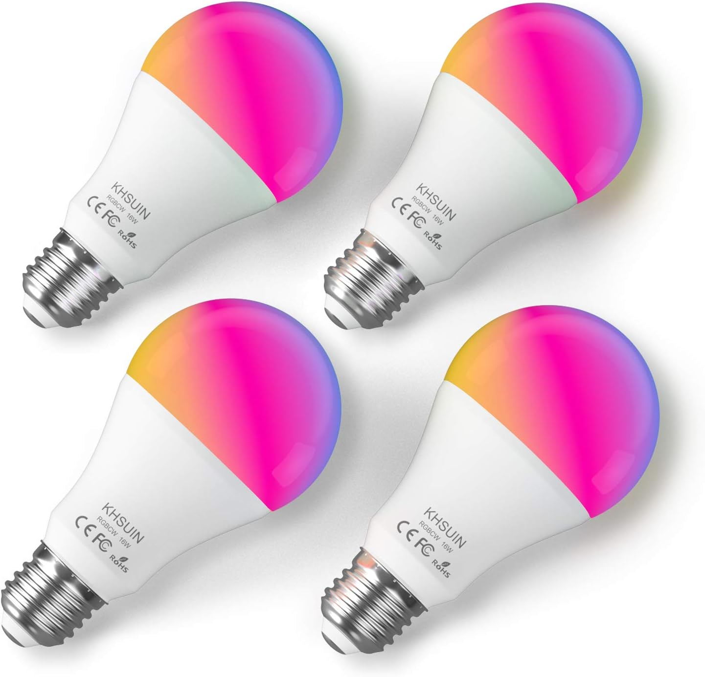 Smart Light Bulbs,16W(150W Equivalent) 1600Lumen Ultra Bright E26 A19 Led Full Color Changing