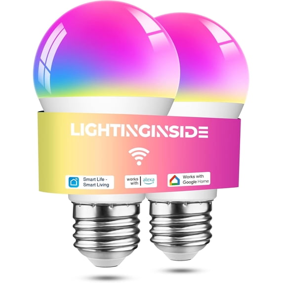 Smart Light Bulbs 60W Equivalent, 800LM 9W WiFi Smart Bulb Compatible with Alexa/Google Assistant, A19 E26 Smart Light Bulb No Hub Required, 2.4GHz WiFi Only, 2PCS