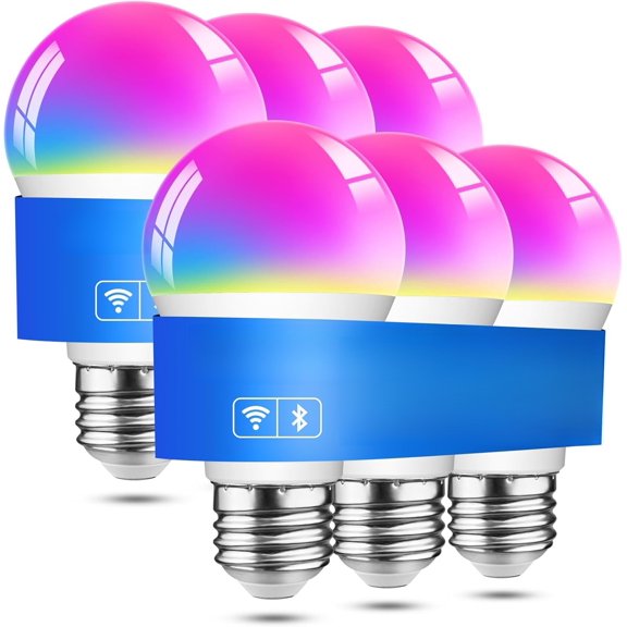 Smart Light Bulbs 60W Equivalent, WiFi Smart Bulb Compatible with Alexa/Google Assistant/Smart Life, A19 E26 RGBCW Color Changing, No Hub Required,2.4G WiFi, ETL Listed, 9W 800LM, 1PC