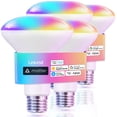 thumbnail image 1 of Smart Light Bulbs, Linkind Matter-Enabled Color Changing LED Light Bulbs, RGBTW 8W (60Watt Eqv) BR30 Floodlights, E26 Medium Base, Smart Bulbs Work with Alexa, Google Home, SmartThings, 4-Pack, 1 of 10