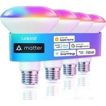 Smart Light Bulbs, Linkind Matter-Enabled Color Changing LED Light Bulbs, RGBTW 8W (60Watt Eqv) BR30 Floodlights, E26 Medium Base, Smart Bulbs Work with Alexa, Google Home, SmartThings, 4-Pack