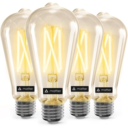 Smart Light Bulbs, Linkind Matter-Enabled ST19 (ST58) LED Light Bulbs, 8W (60Watt Eqv) E26 800LM Edison Light Bulbs, Smart Bulbs Work with Alexa, Google Home, SmartThings, 4-Pack
