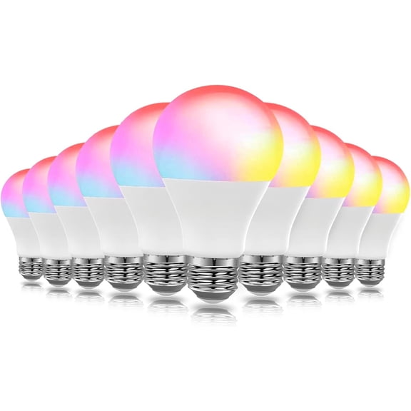 Smart Light Bulbs, RGBCW WiFi Color Changing Led Bulb, Smart Bulb That Compatible with Alexa & Google Assistant, A19 E26 9W 800LM Multicolor Led Ceiling Fan Light, 20 Pack