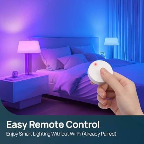 Smart Light Bulbs with Remote Control, Smart Bulb That Work with Alexa & Google Home, 16 Million Color Changing Light Bulbs 60W, A19 E26 2.4Ghz WiFi Light Dimmable,1800K-6500K,800lm 4 Pack