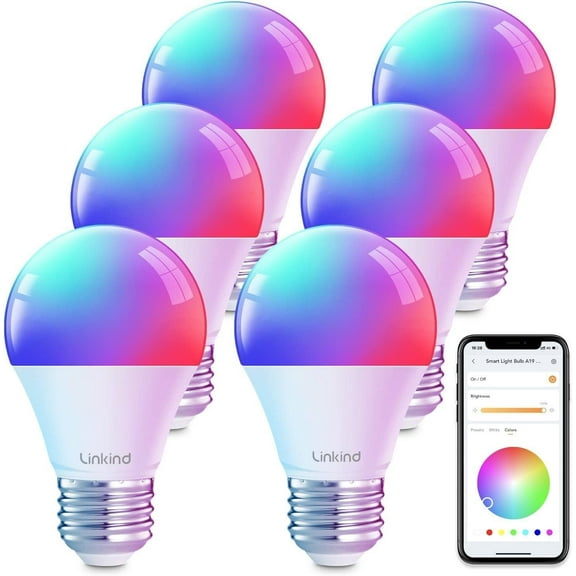 Smart Light Bulbs, Smart Bulb that Work with Alexa, Google Home, AiDot, LED Light Color Changing, A19 E26 Dimmable, RGBTW DIY Light Show, Dotis, No Hub Needed 800LM 2.4G WiFi&Bluetooth, 6 Pack