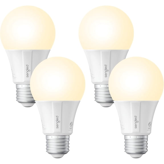 Smart Light Bulbs, Zigbee Hub Required, Works with Alexa and SmartThings, Voice Control with Google Home and Echo with built-in Hub, Soft White 60W Equivalent A19 Dimmable Smart Bulbs, 4-Pack