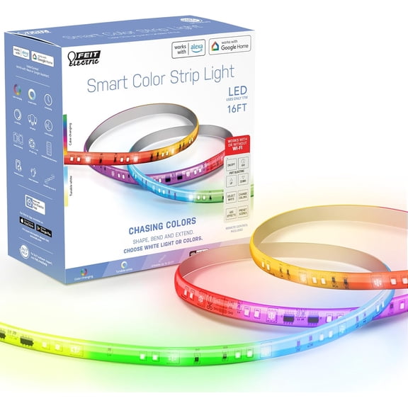 Smart Light Strip 16FT, Ultrathin RGBW Color Chasing LED Light Strip, 2.4GHz Wi-Fi Enabled, Works with Alexa and Google Home Assistant, Remote Control, (0.4in x 192in) TAPE192/CHASE/AG