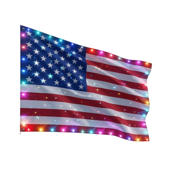 Smart Lighted American Flag 3x5 FT, Flag 4th of July Decorations Lights DIY Color, Music Sync LED Light Up Patriotic Flags for Wall Bedroom, Memorial Day, Independence Day, Veterans Day