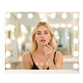 thumbnail image 1 of Smart Lighted Makeup Mirror with Memory Function, 22.8" x 19.3" Vanity Mirror with 15 Dimmable LED Bulbs, USB Port & Touch Controls, White, 1 of 9