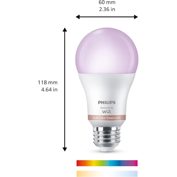Smart Lighting Connected Light Bulbs, 2-Pack, Color A19 60W 800LM E26 Indoor LED Lights, Smart Bulbs with Motion Detection, Control with Voice or App