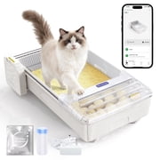 Robotail Extra Large Open-Top Self-Cleaning Cat Litter Box, Smart Tray for Multi-Cat, App Control & Health Monitor