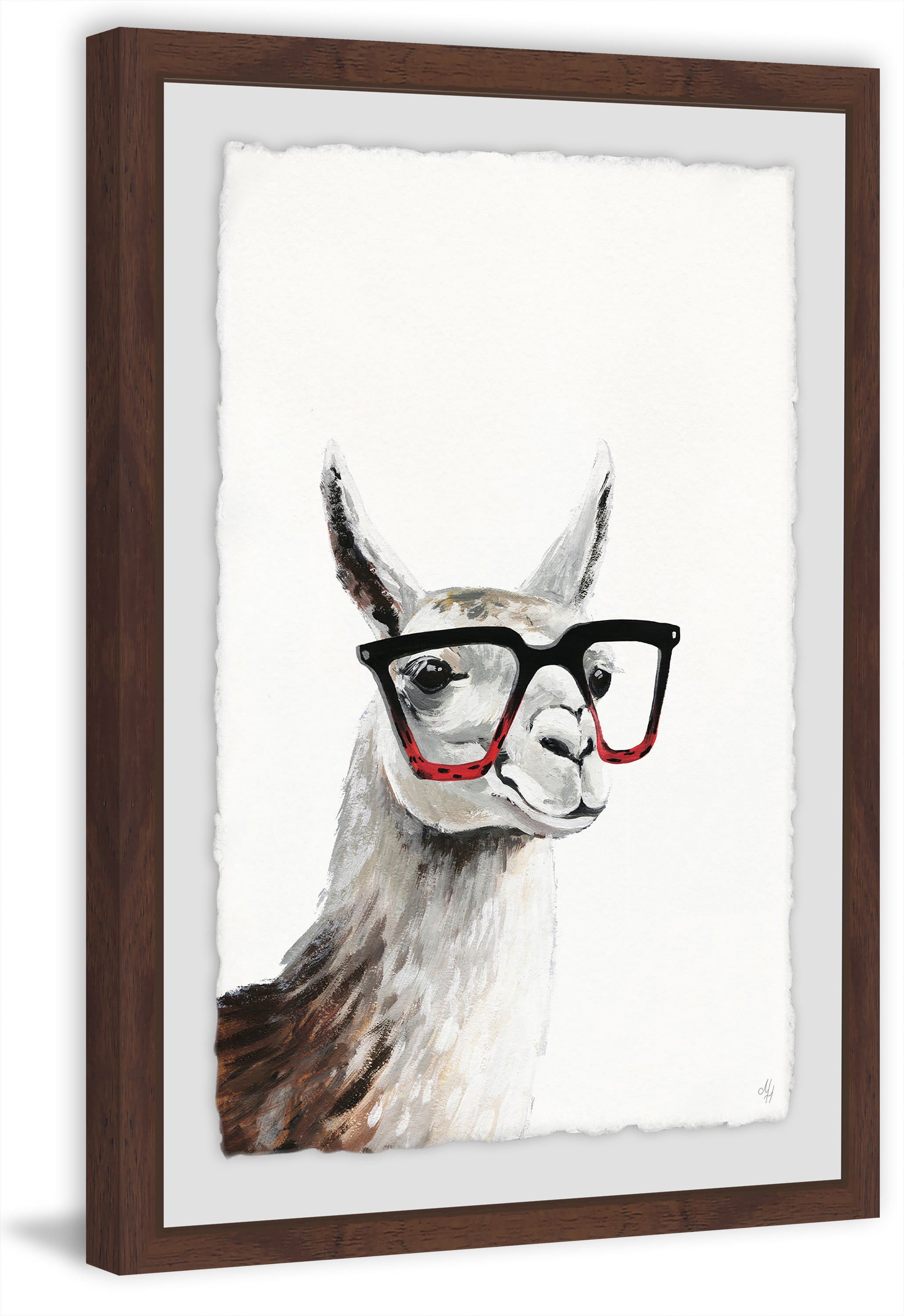 Smart Llama Ii Framed Painting Art Print, 12.00" x 1.50"
