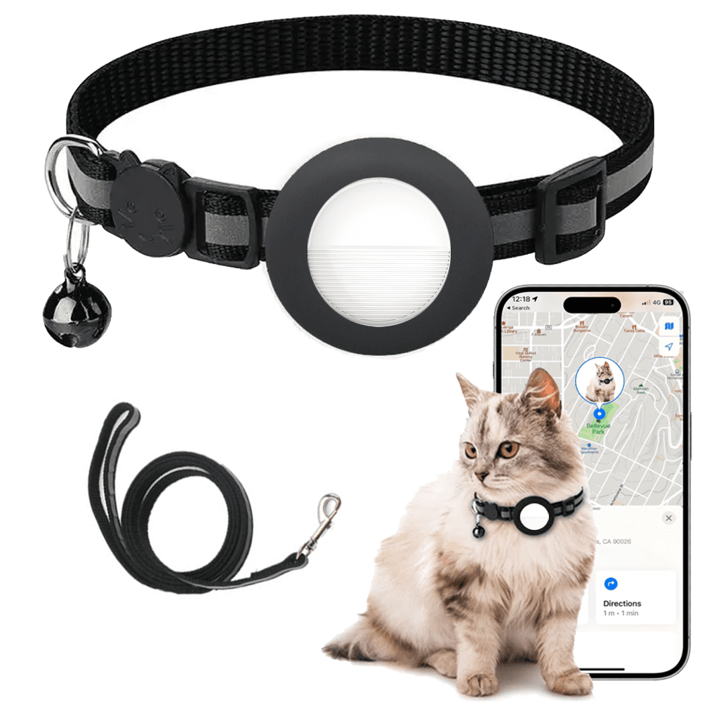 Smart Location Tracker and Pets Collar Holder with Dual Handles Leads, Personalized Smart Item Finder, MFi Certificated Dog Tracking Device, No Monthly Fee, Works with Apple Find My (iOS Only)