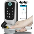 thumbnail image 1 of Smart Lock, 5-in-1 Keyless Entry Door Lock, Smart Door Locks for Front Door, Fingerprint Door Lock, Biometric Door Lock with Handle, Door Lock with Code Support App &WIFI Control (Silver), 1 of 6