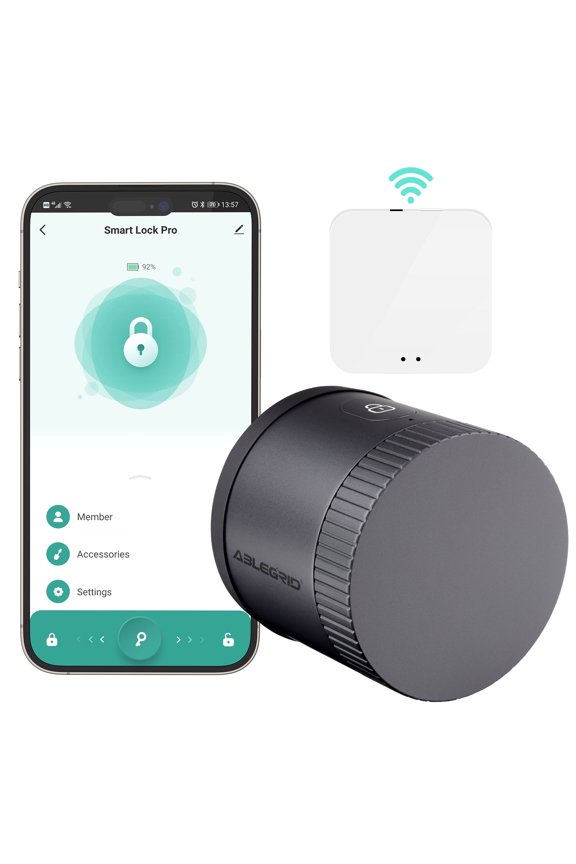 Smart Lock, ABLEGRID WiFi Deadbolt Smart Lock, Smart Door Lock for Keyless Entry, Auto-Lock & Unlock, Work with Tuya App, Alexa, Google Assistant, Fits Your Existing Single-Cylinder Deadbolt, Black