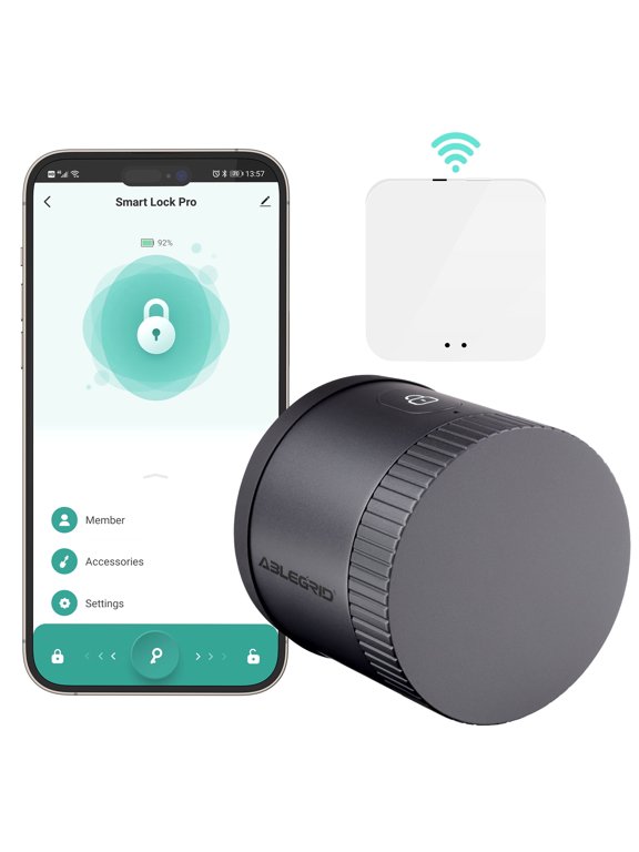 Smart Lock, ABLEGRID WiFi Deadbolt Smart Lock, Smart Door Lock for Keyless Entry, Auto-Lock & Unlock, Work with Tuya App, Alexa, Google Assistant, Fits Your Existing Single-Cylinder Deadbolt, Black