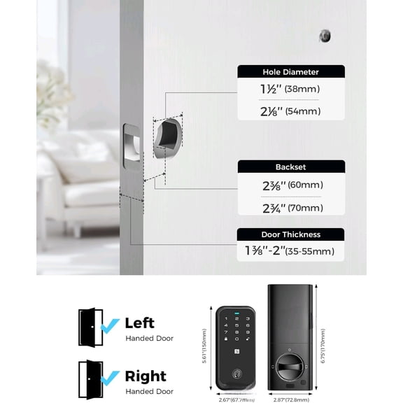 Smart Lock with Apple Home Key, Fingerprint Keyless Entry Door Lock Deadbolt for Front Door, Works with Homekit, Keypad, Auto Lock & Easy Install, US Tel Support$$Tools & Hardware Other