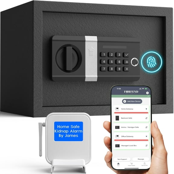 Smart Lock Box with WiFi Real-Time Alerts, Voice Command, nap Alarm, Tamper Proof Design, Multi-User Access for Home Business Security, Black